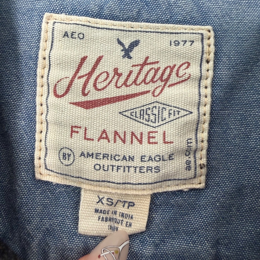 American Eagle Heritage Flannel Shirt Mens XS Black Geometric Southwestern Aztec - Picture 3 of 5